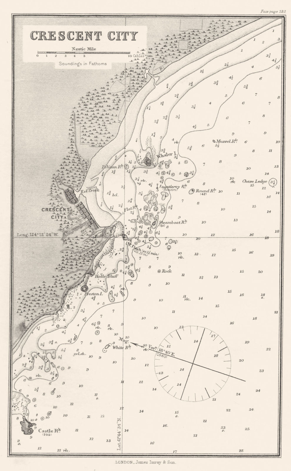CALIFORNIA. Sea chart of Crescent City 1881 old antique vintage map plan